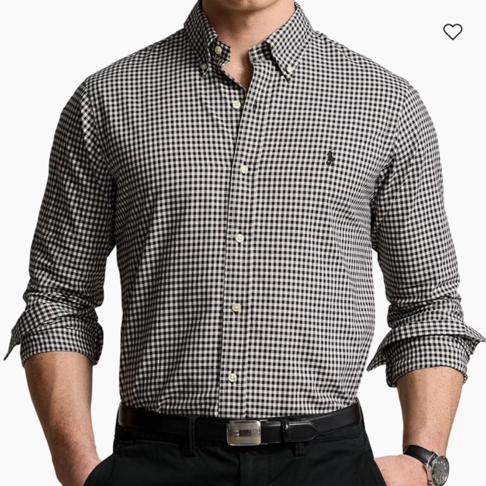 Ralph Lauren Men's Gingham Shirt Black and White
